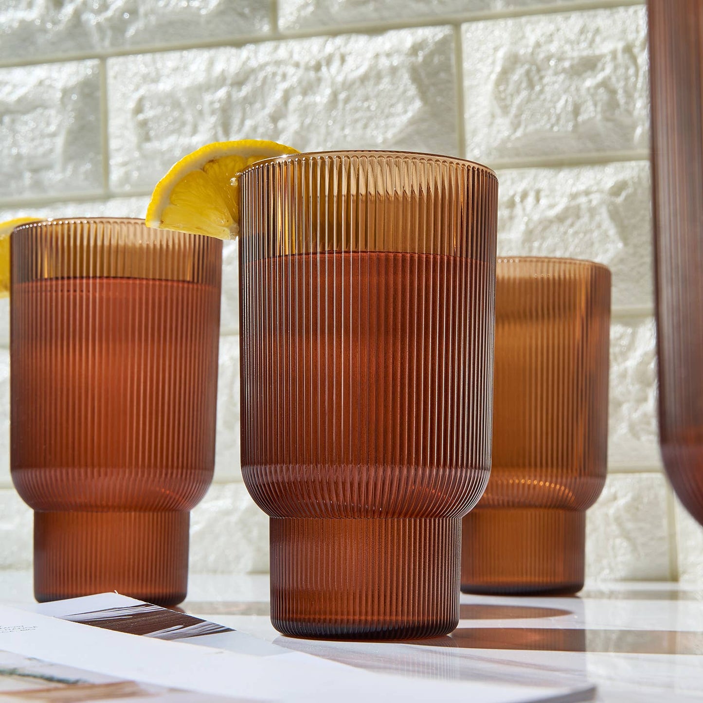 Acrylic Plastic Reusable Tall Drinking Glasses Set of 4