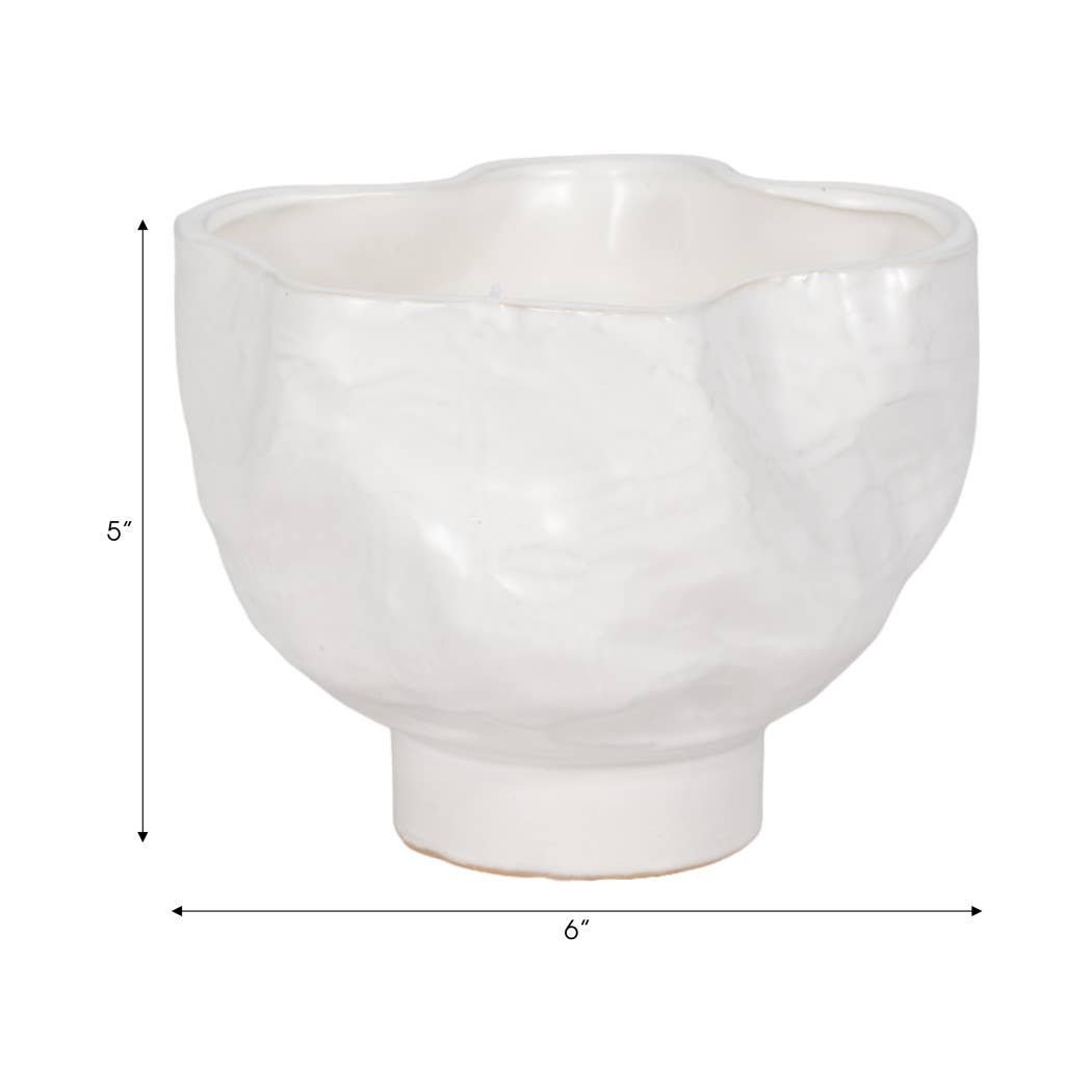 Decorative Candle Bowl - White Ceramic Citro Wavy, 20 Oz