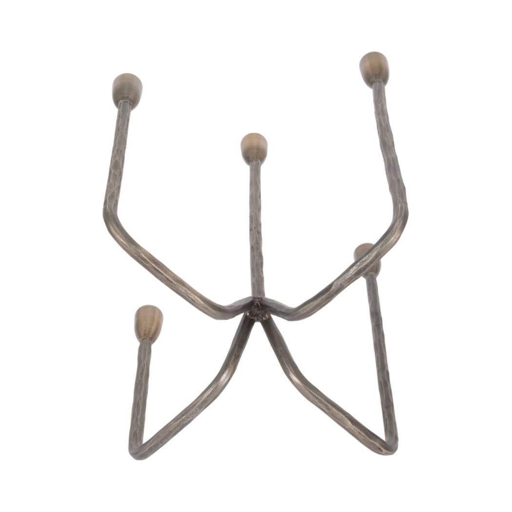 Metal Forged Five-Taper Candle Holder - Bronze, 16 in.