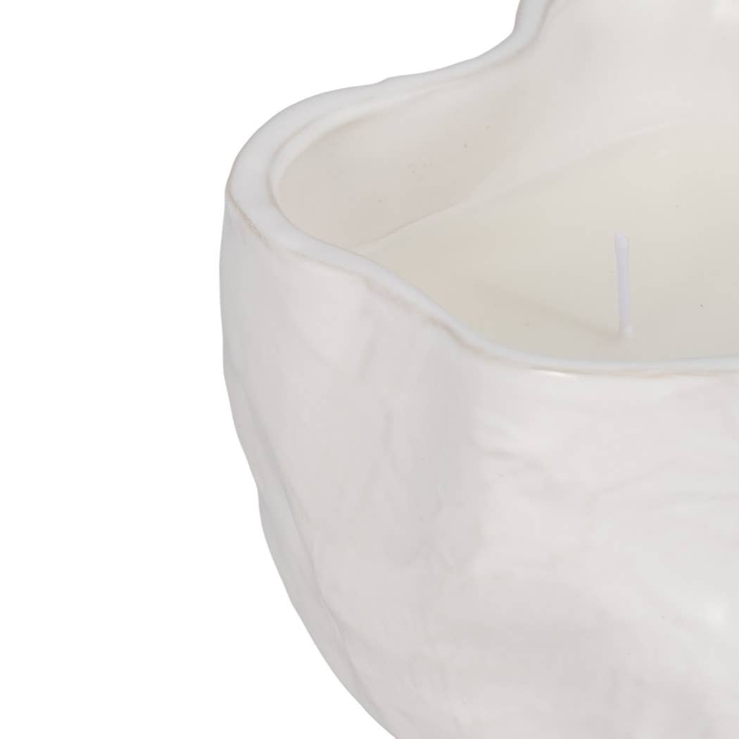 Decorative Candle Bowl - White Ceramic Citro Wavy, 20 Oz