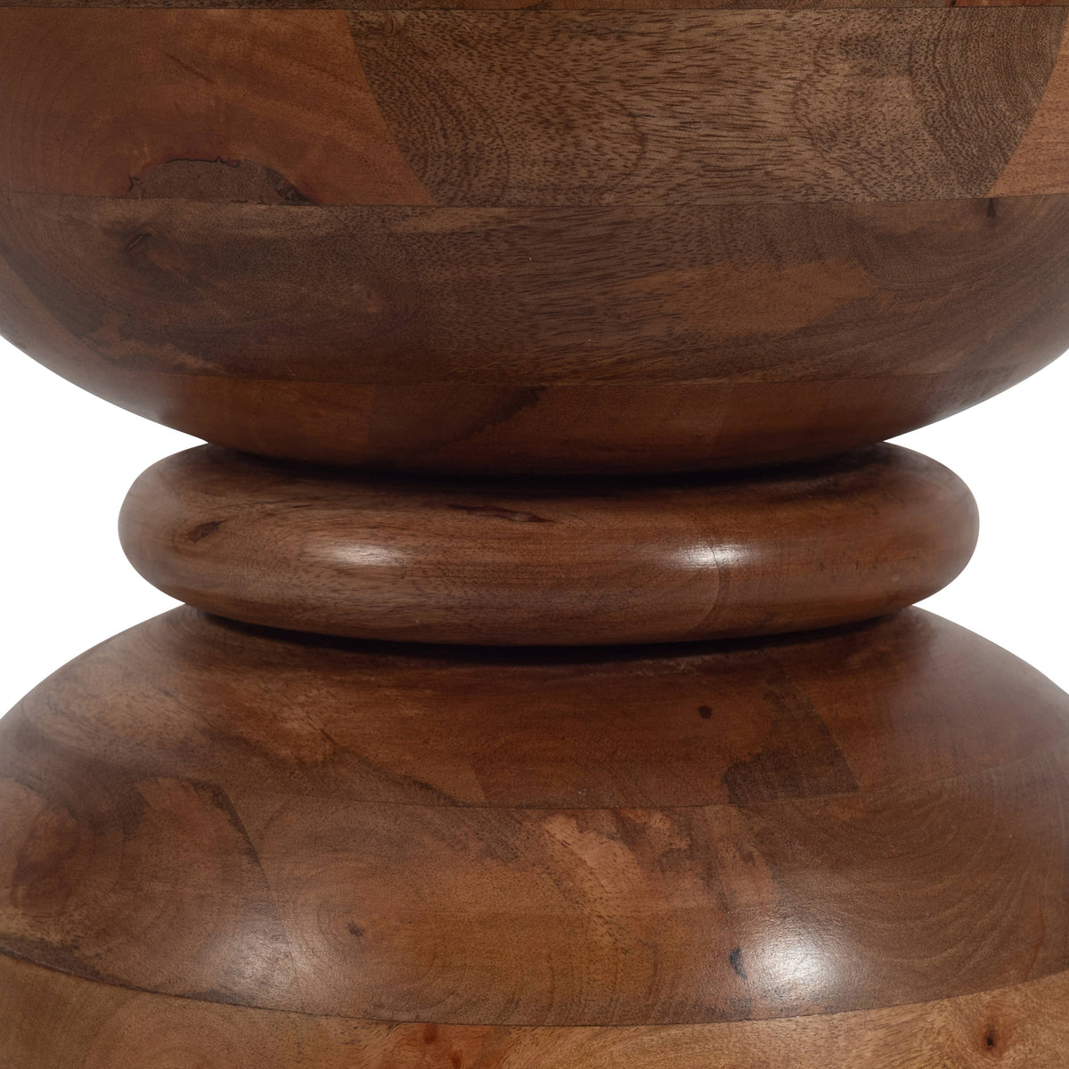 Mango Wood End Table with Hourglass Design - Brown, 18 in.