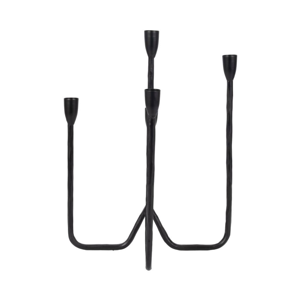 Metal Forged 5-Taper Candle Holder - Black, 16 in.
