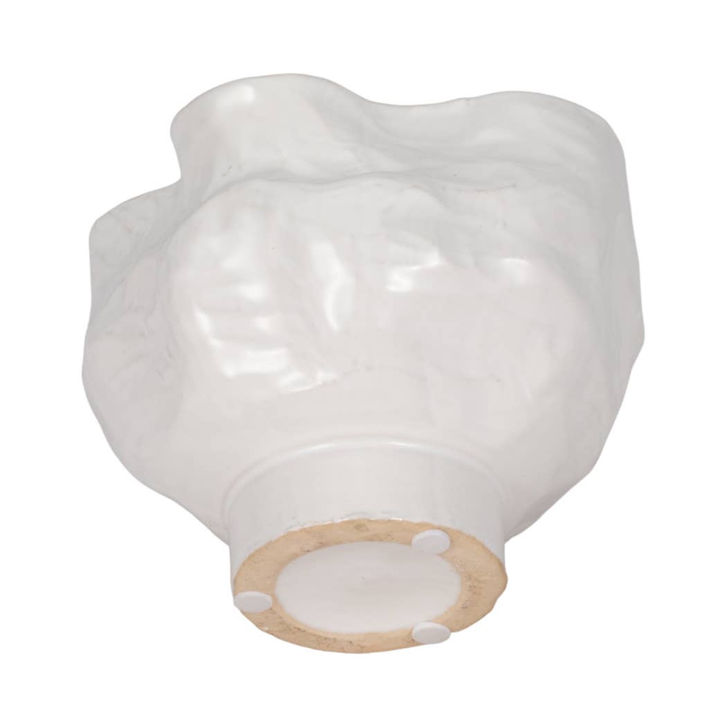 Decorative Candle Bowl - White Ceramic Citro Wavy, 20 Oz