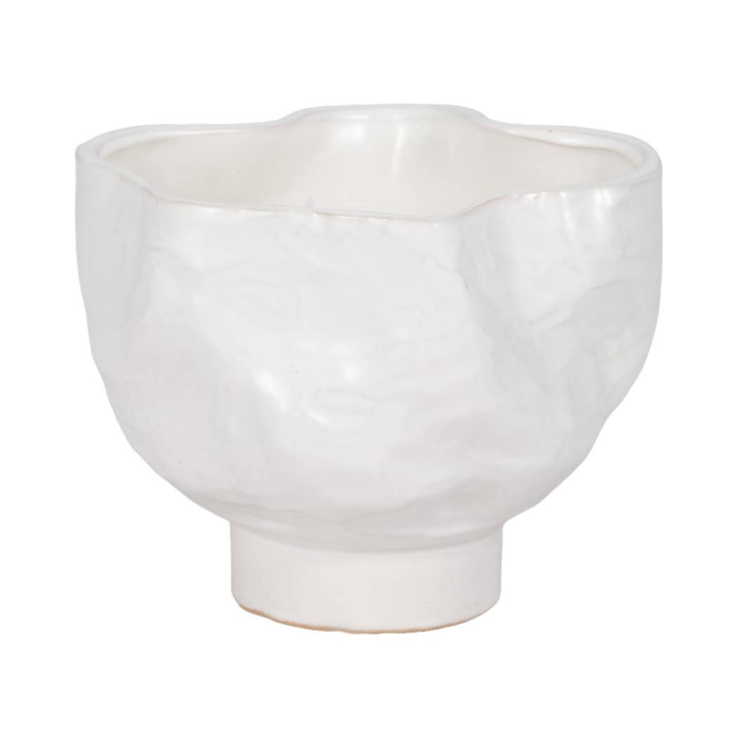 Decorative Candle Bowl - White Ceramic Citro Wavy, 20 Oz