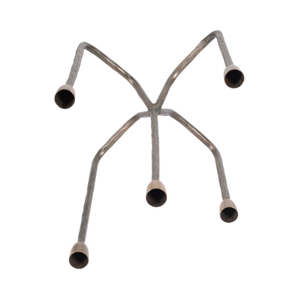 Metal Forged Five-Taper Candle Holder - Bronze, 16 in.